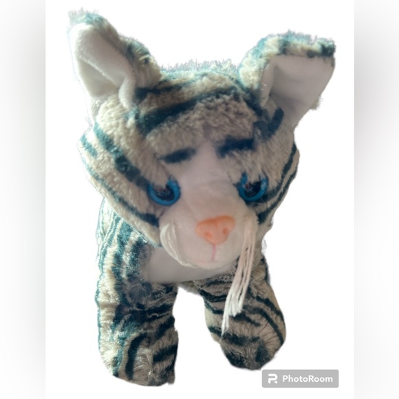 Fun Stuff Inc Tabby Cat Plush Stuffed Animal Kitten Soft Toy Gray White 10” - Picture 1 of 3